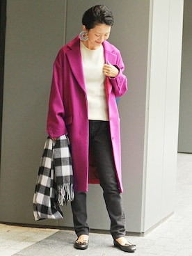 「JOURNAL STANDARD relume（ジャーナルスタンダード　レリューム）のアイテム（チェスターコート）」を使った、Makkieさん（レディース・158cm）の秋コーディネート