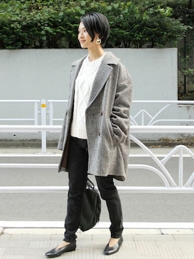 ダブルカラーチェックコート◇を使ったショップスタッフの人気