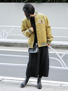 「Champion（チャンピオン）のアイテム（ブルゾン）」を使った、Makkieさん（レディース・158cm）の秋コーディネート