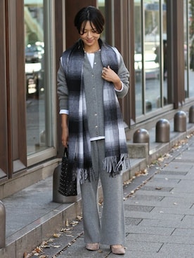 「TWEED MILL（ツイードミル）のアイテム」を使った、Makkieさん（レディース・158cm）の冬コーディネート