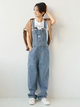 「relume」｜「アイテム（サロペット/オーバーオール）」を使った、Makkieさん（レディース・158cm）の冬コーディネート