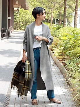 「TWEED MILL（ツイードミル）のアイテム」を使った、Makkieさん（レディース・158cm）の秋コーディネート