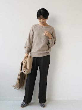 「TWEED MILL（ツイードミル）のアイテム」を使った、Makkieさん（レディース・158cm）の冬コーディネート