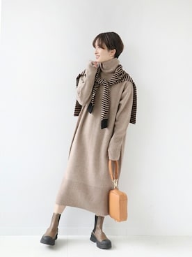 「JOURNAL STANDARD relume（ジャーナルスタンダード　レリューム）のアイテム（ワンピース/ドレス）」を使った、Makkieさん（レディース・158cm）の秋コーディネート