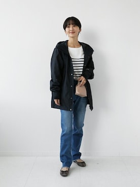 「アイテム（ナイロンジャケット、ブラック系）」を使った、Makkieさん（レディース・158cm）の冬コーディネート