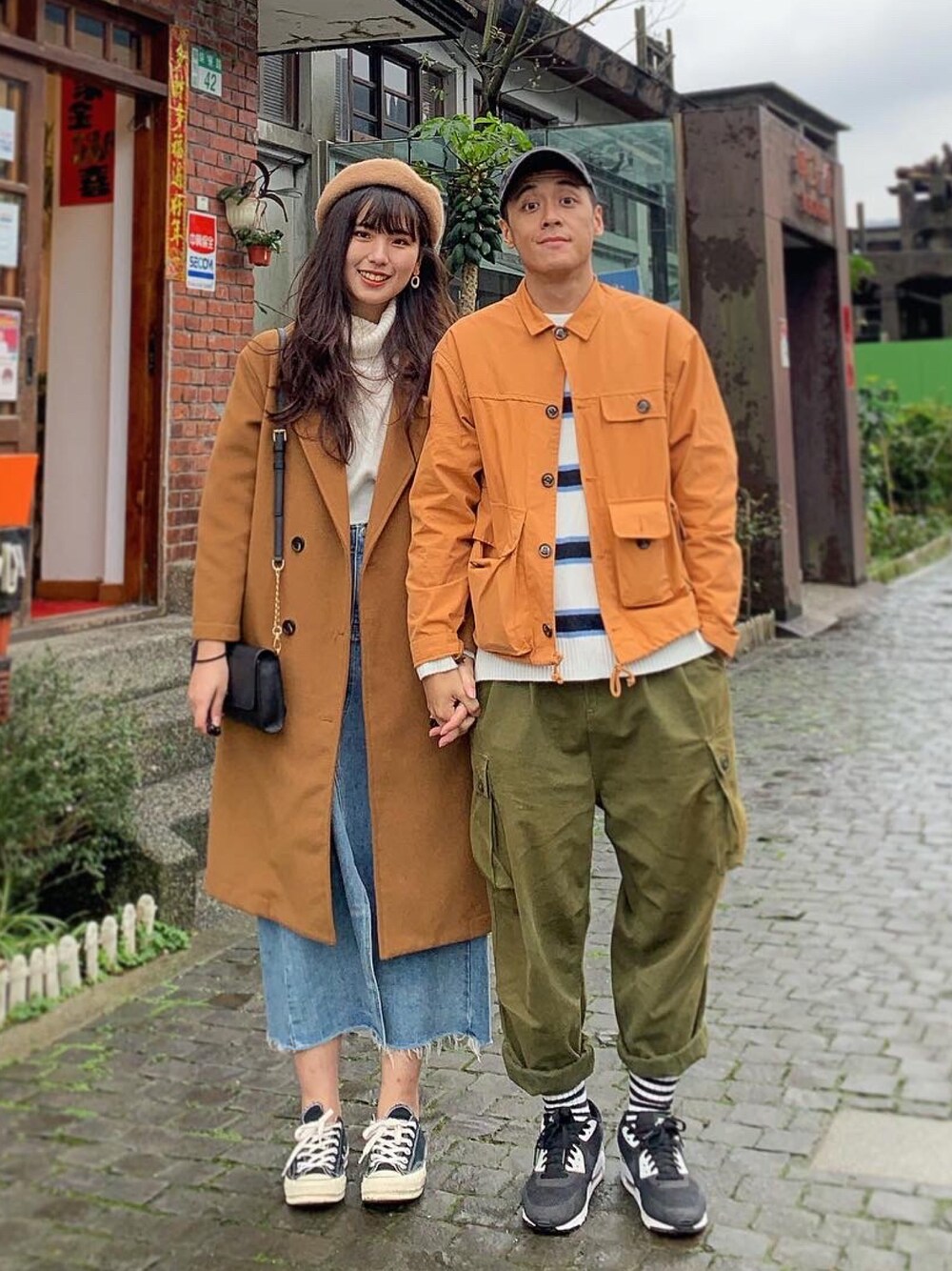 「ootd、Need How、NIKE、converse、vintage、GU、春コーデ、春、冬コーデ、冬」｜「VINTAGEのアイテム（ミリタリージャケット、オレンジ系）」を使った、鄭騰紘さん（メンズ・172cm）の冬コーディネートの1枚目の写真
