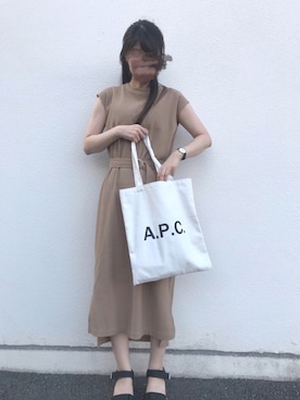 「natural couture（ナチュラルクチュール）のDカンベルト付きワッフルTワンピ（ワンピース）」を使った、soi( ͡° ͜ʖ ͡°)さん（レディース・162cm）の夏コーディネート