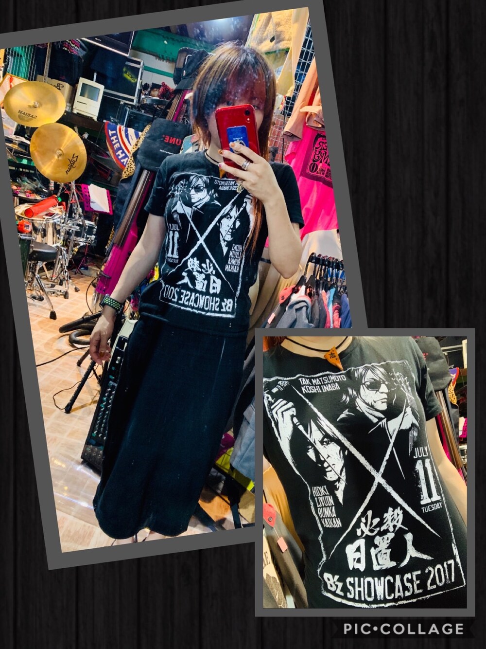「ビーズ、bztシャツ、ライブTシャツ、LIVETシャツ、SLY、スライ、bztシャツ月間、Bz、showcase、LIVE」｜「B'zのアイテム（Tシャツ/カットソー、ブラック系）」を使った、Galulu Musicさん（レディース・150cm）の夏コーディネートの1枚目の写真
