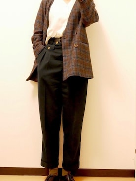 「LEPSIM」｜「アイテム（ノーカラージャケット）」を使った、KIMIさん（レディース・162cm）の秋コーディネート