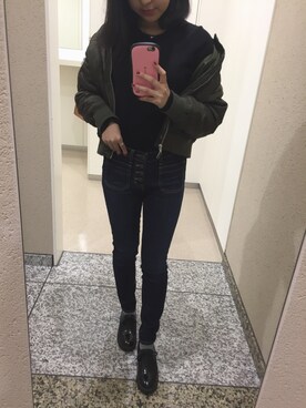 「SEVENDAYS=SUNDAY（セブンデイズサンデイ）のアイテム（MA-1）」を使った、87さん（レディース・150cm）の秋コーディネート