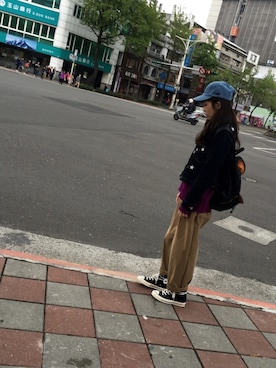 「CONVERSE（コンバース）のアイテム（デニムジャケット）」を使った、Kiranling さん（レディース・157cm）の春コーディネート