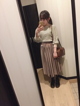 「ベロアスカート」｜「アイテム（その他シューズ）」を使った、shiorinさん（レディース・148cm）の冬コーディネート