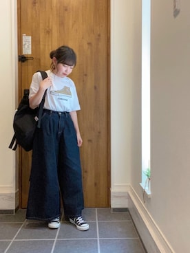 「Drifter（ドリフター）のアイテム（バックパック/リュック）」を使った、shiorinさん（レディース・148cm）の夏コーディネート