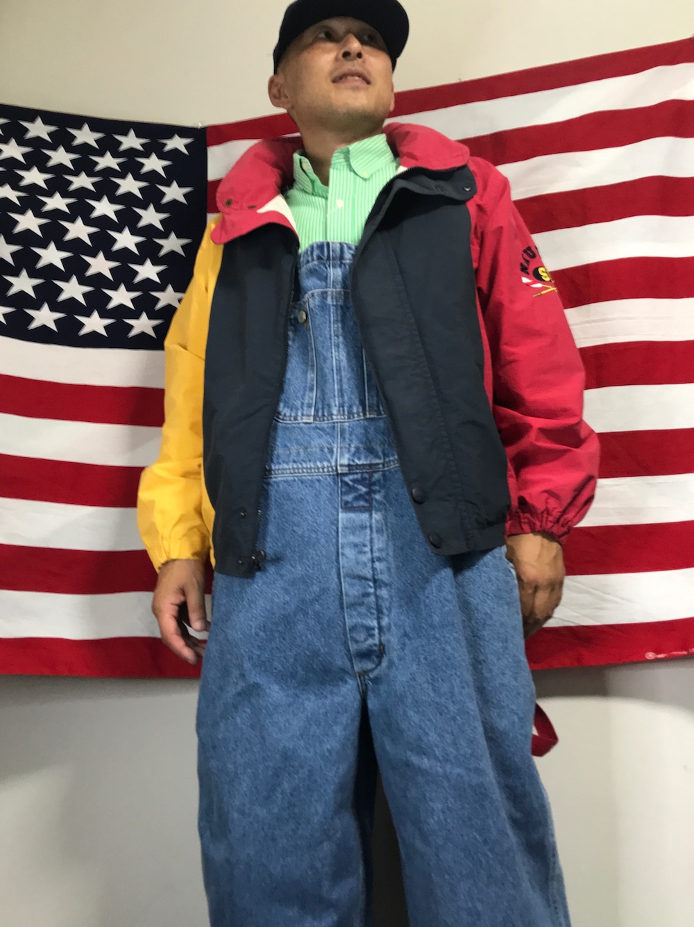 ラルフローレン　ビンテージ　オーバーオール　サロペット　古着　国旗 ラルフローレンビンテージオーバーオールサロペット古着国旗