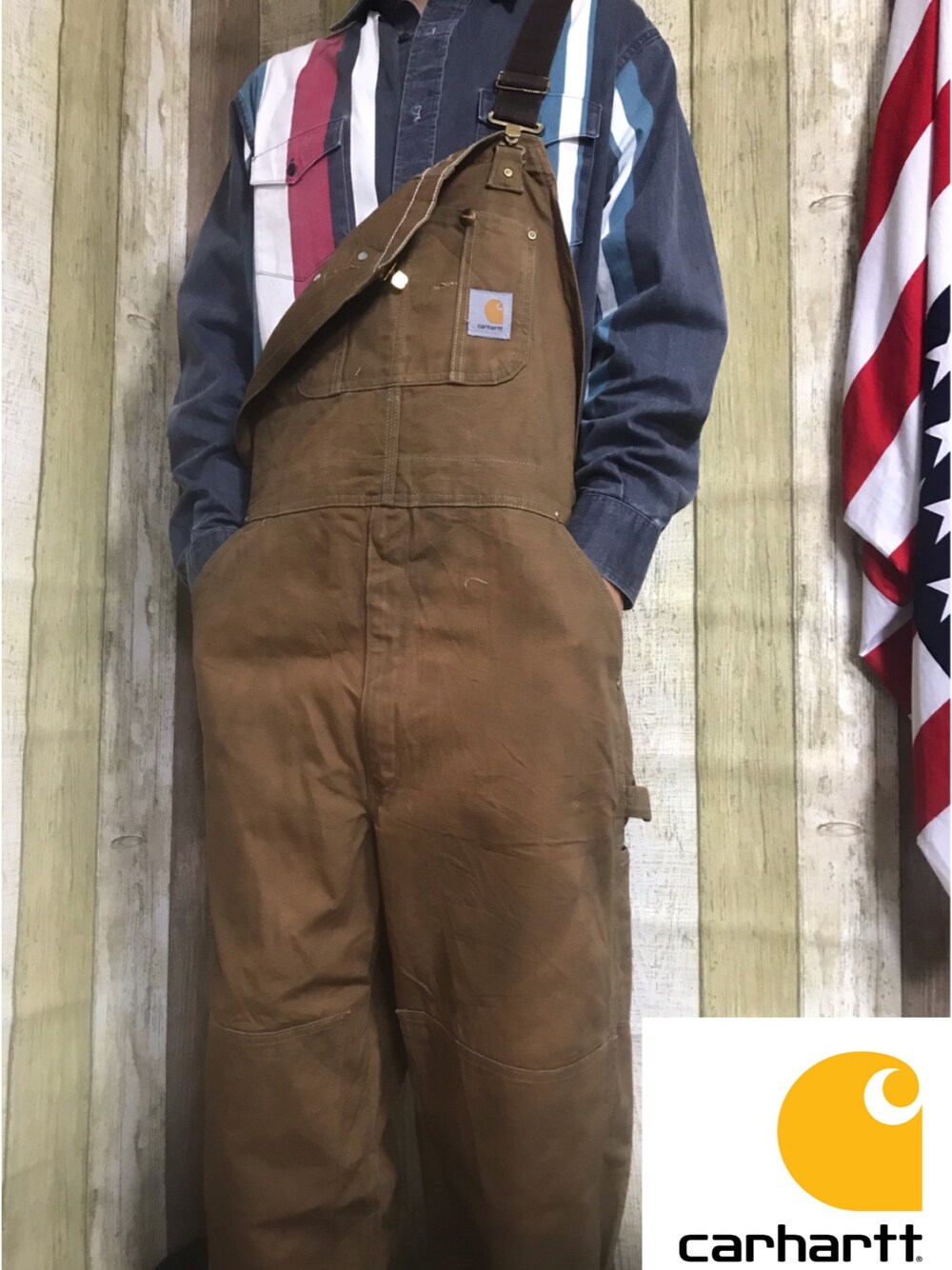 「やっぱりストリートが好き、ビックシルエット、オーバーサイズ、street、古着」｜「Carharttのアイテム（サロペット/オーバーオール、ブラウン系）」を使った、シノ(相互フォロー)さん（メンズ・173cm）の秋コーディネートの1枚目の写真