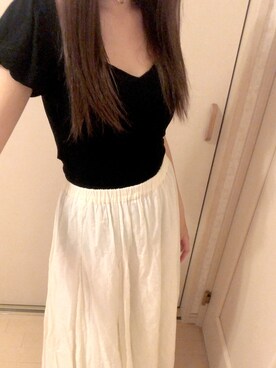 「Bershka（ベルシュカ）のアイテム（シャツ/ブラウス、ブラック系）」を使った、chiroさん（レディース）の春コーディネート