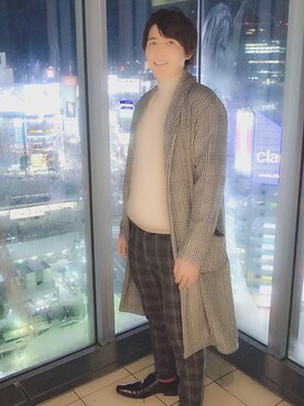 「GOSTAR DE FUGA（ゴスタール ジフーガ）のアイテム（スラックス）」を使った、SHOさん（メンズ・181cm）の冬コーディネート