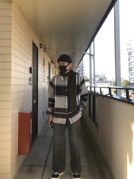「JOURNAL STANDARD（ジャーナルスタンダード）のアイテム（帽子）」を使った、古着屋　EPIC DAYさん（メンズ・163cm）の冬コーディネート