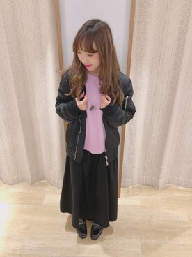 「URBAN RESEARCH（アーバンリサーチ）のアイテム（MA-1）」を使った、やぎみさきさん（レディース・153cm）の秋コーディネート