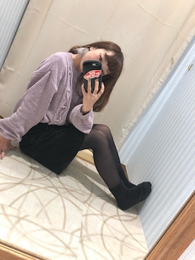 「タイツ×靴下」｜「アイテム（スカート）」を使った、やぎみさきさん（レディース・153cm）の冬コーディネート
