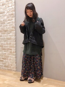 「ケーブルニット」｜「アイテム（チュニック）」を使った、やぎみさきさん（レディース・153cm）の秋コーディネート
