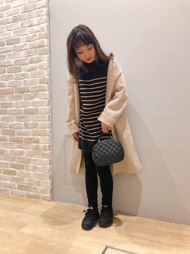 「チュニック」｜「アイテム（ムートンコート）」を使った、やぎみさきさん（レディース・153cm）の秋コーディネート