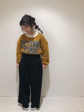 「マスタードイエロー」｜やぎみさきさん（レディース・153cm）の冬コーディネート