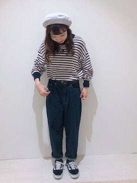 「KANGOL（カンゴール）のアイテム（ニット/セーター）」を使った、やぎみさきさん（レディース・153cm）の冬コーディネート