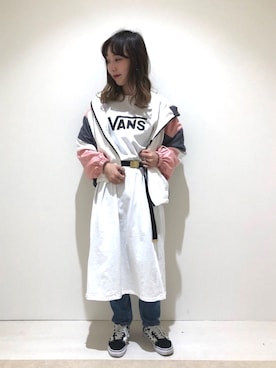 「KANGOL（カンゴール）のアイテム（ジャケット/アウター）」を使った、やぎみさきさん（レディース・153cm）の春コーディネート