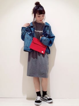 「earth music&ecology（アースミュージックアンドエコロジー）のアイテム（デニムジャケット）」を使った、やぎみさきさん（レディース・153cm）の春コーディネート