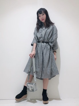 「ギンガムチェックワンピース」｜やぎみさきさん（レディース・153cm）の春コーディネート
