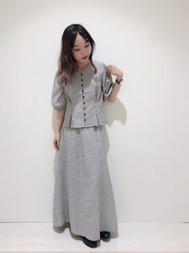 「Aラインスカート」｜やぎみさきさん（レディース・153cm）の春コーディネート