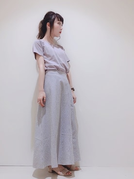 「Aラインスカート」｜「アイテム（サンダル）」を使った、やぎみさきさん（レディース・153cm）の春コーディネート