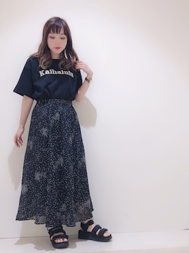 「ワッシャースカート」｜やぎみさきさん（レディース・153cm）の春コーディネート