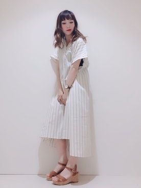 「ストライプワンピース」｜やぎみさきさん（レディース・153cm）の春コーディネート