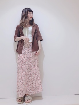 「earth music&ecology（アースミュージックアンドエコロジー）のアイテム（タンクトップ）」を使った、やぎみさきさん（レディース・153cm）の夏コーディネート