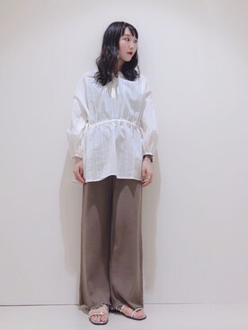「シルバーシューズ」｜「アイテム（チュニック）」を使った、やぎみさきさん（レディース・153cm）の夏コーディネート