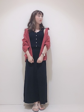 「earth music&ecology（アースミュージックアンドエコロジー）のアイテム（タンクトップ）」を使った、やぎみさきさん（レディース・153cm）の夏コーディネート