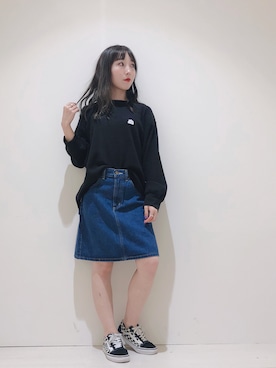 「Lee（リー）のアイテム（Tシャツ/カットソー）」を使った、やぎみさきさん（レディース・153cm）の夏コーディネート