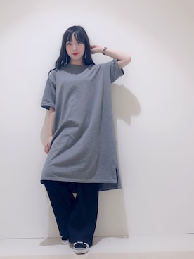「earth music&ecology（アースミュージックアンドエコロジー）のアイテム（チュニック）」を使った、やぎみさきさん（レディース・153cm）の夏コーディネート