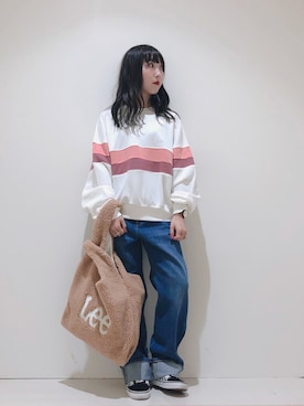 「Lee（リー）のアイテム（スウェット）」を使った、やぎみさきさん（レディース・153cm）の夏コーディネート