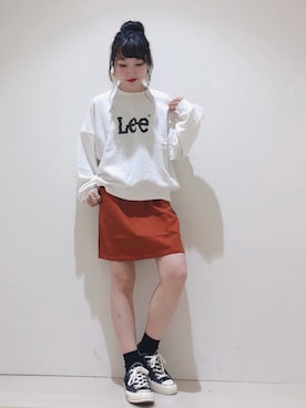 「Lee（リー）のアイテム（スウェット）」を使った、やぎみさきさん（レディース・153cm）の夏コーディネート