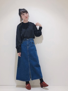 「Lee（リー）のアイテム（デニムスカート）」を使った、やぎみさきさん（レディース・153cm）の夏コーディネート