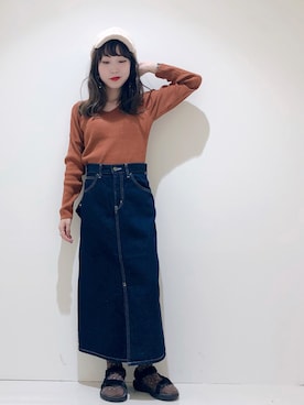 「Lee（リー）のアイテム（デニムスカート）」を使った、やぎみさきさん（レディース・153cm）の夏コーディネート