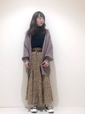 「ざっくりニットカーディガン」｜やぎみさきさん（レディース・153cm）の秋コーディネート