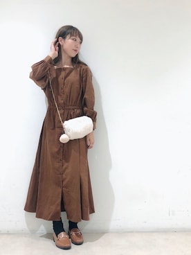 「スクエアネック(ネック)」｜やぎみさきさん（レディース・153cm）の秋コーディネート