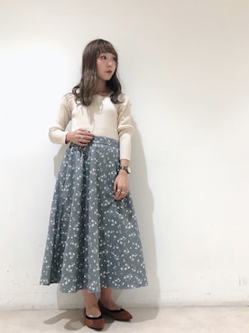 「スクエアネック(ネック)」｜やぎみさきさん（レディース・153cm）の秋コーディネート