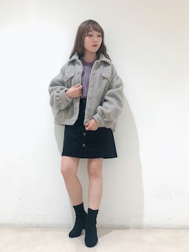 「earth music&ecology（アースミュージックアンドエコロジー）のアイテム（デニムジャケット）」を使った、やぎみさきさん（レディース・153cm）の秋コーディネート