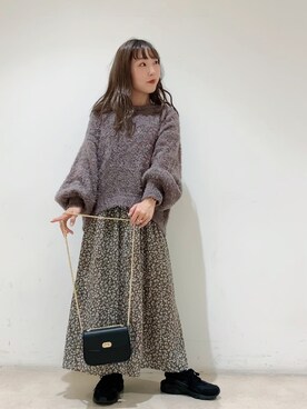 「earth music&ecology（アースミュージックアンドエコロジー）のチェーンミニショルダーバッグ　＊（ショルダーバッグ）」を使った、やぎみさきさん（レディース・153cm）の冬コーディネート