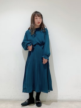 「earth music&ecology（アースミュージックアンドエコロジー）のORiental TRaffic ビットローファー（ローファー）」を使った、やぎみさきさん（レディース・153cm）の冬コーディネート